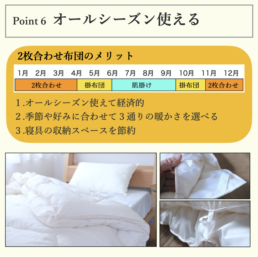 あったかポカポカ】 エアーフレイク掛け布団＆高級羊毛敷き布団
