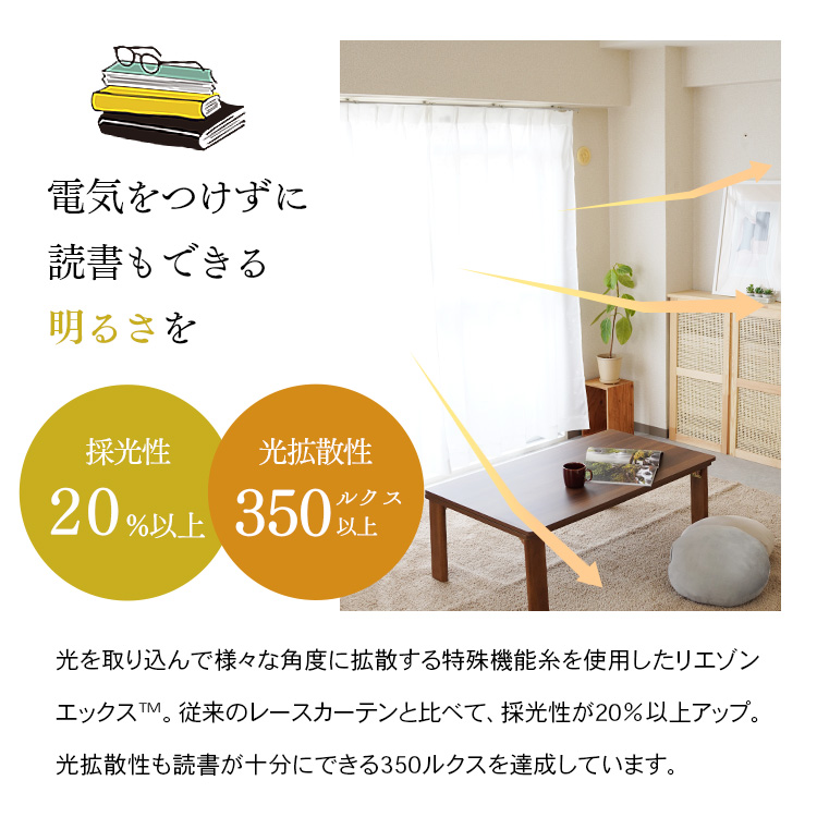 部屋が暗くなりにくい 光拡散レースカーテン 星柄