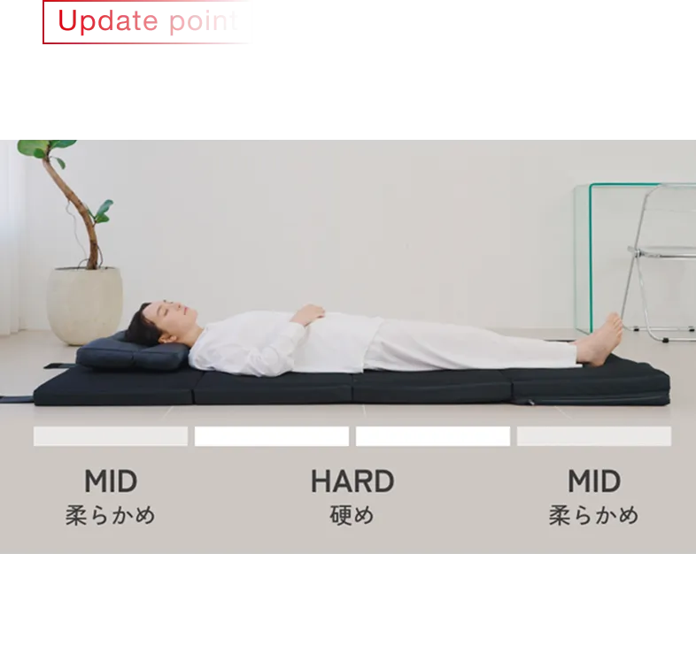 優れた体圧分散性を実証。 特定の部位に圧力が集中するのを防ぎ、快適な寝心地と自然な寝姿勢をサポートします。